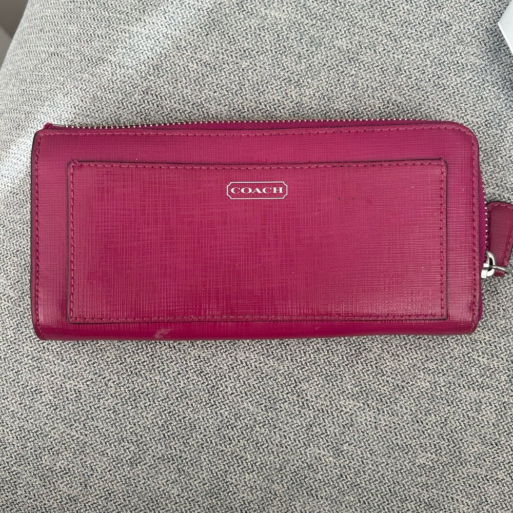 Coach Fuchsia Zip-Around Wallet